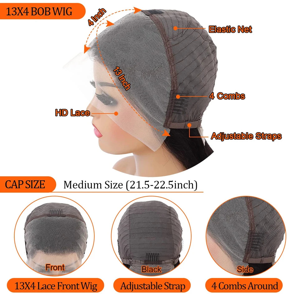 12A Ready To Go Bone Straight Bob Wig Lace Frontal 100% Human Hair. - BLAKESTORE-NG