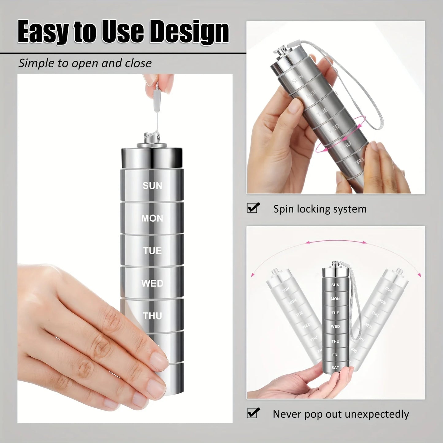 7- Day Metal Pill Organizers Suitable for The Elderly and Travellers. - BLAKESTORE-NG