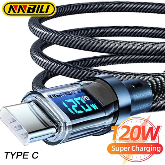 NNBILI 120W Type C to Type C Cable Phone.