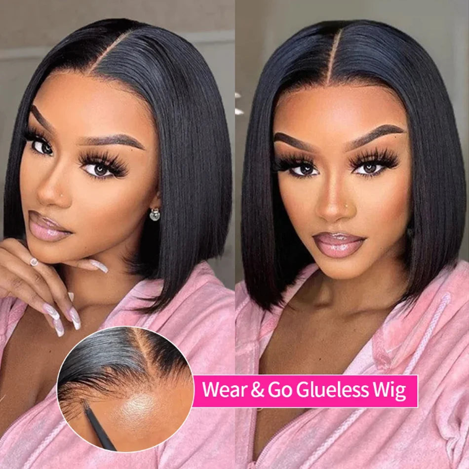 12A Ready To Go Bone Straight Bob Wig Lace Frontal 100% Human Hair. - BLAKESTORE-NG