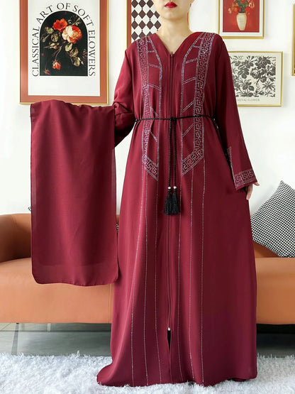 Luxury Design Open Abaya Muslim Women Dress.