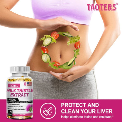 Milk Thistle 6000 mg Capsules for detoxification.