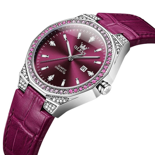 OLEVS Luxury Women’s Leather Quartz Watch | Elegant Waterproof Date - BLAKESTORE - NG