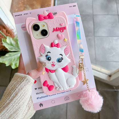 Kawaii Cartoon Marie Cat Case Soft Silicone Cover for iPhone.