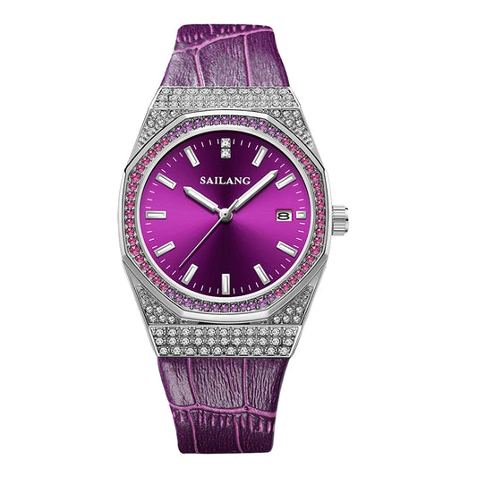 Violet Luxury Diamond Women’s Watch | Waterproof Luminous Wristwatch