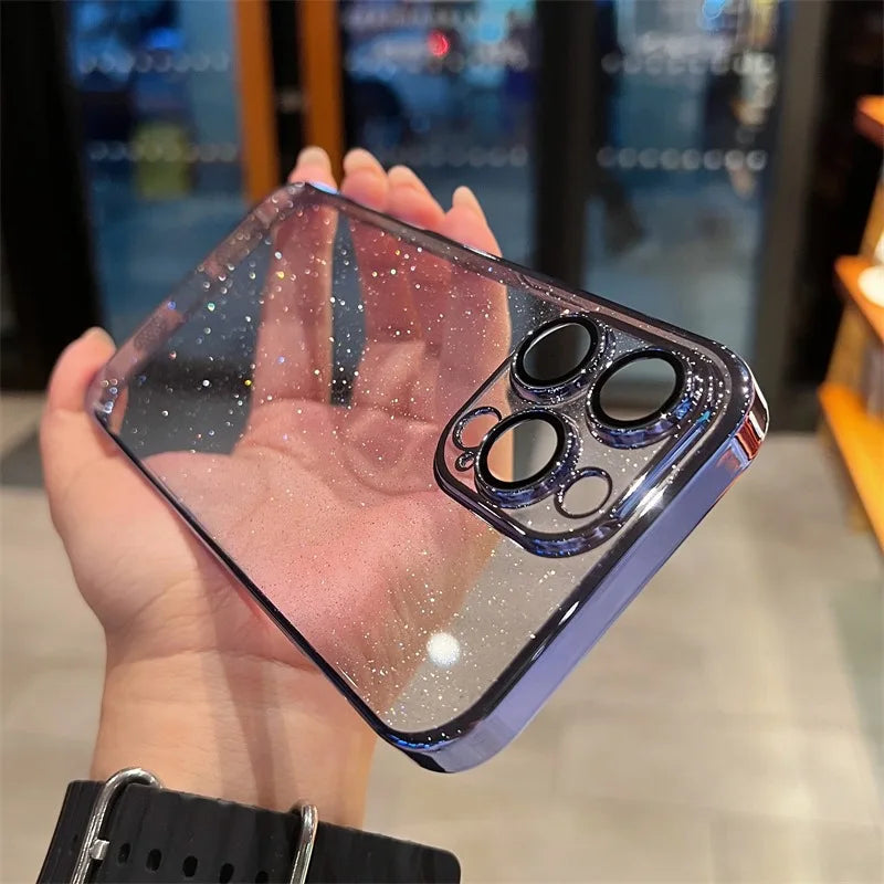 Luxury Transparent Bling Glitter Plating iPhone Case.