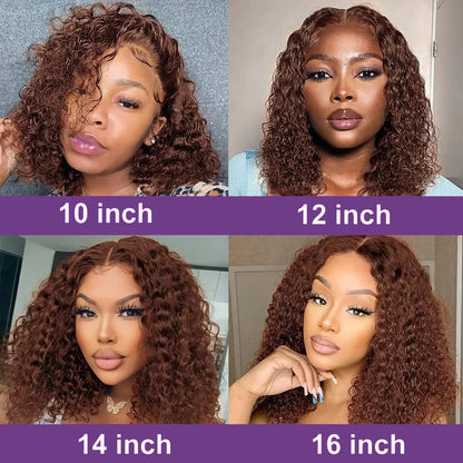 Dark Brown Bob Wigs Water Wave 200% Density - BLAKESTORE-NG