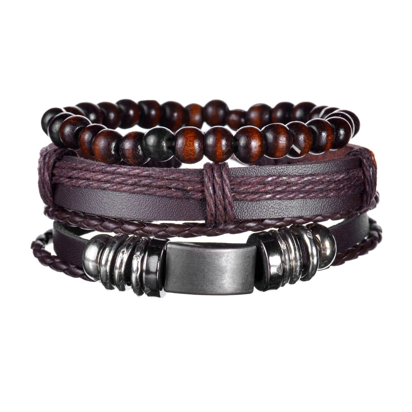 Multilayer Black Leather Jewelry Charm. Bracelets & Bangles for Men. - BLAKESTORE-NG