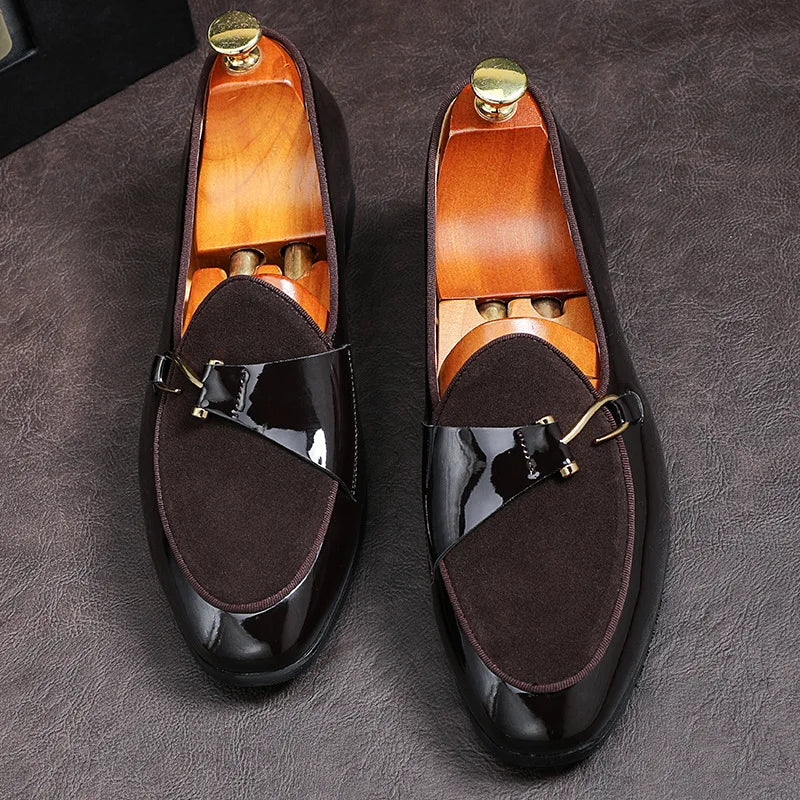 Men's Casual Leather Buckle Shoe. Wedding Shoe for Men