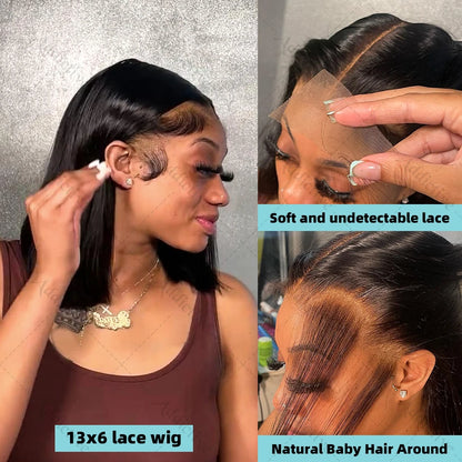 Straight Short Bob 13x4 Lace Frontal Wig - BLAKESTORE-NG