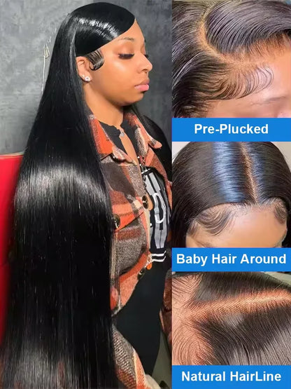 30 38 Inch 200 Density Bone Straight 13x4 HD Lace Frontal Human Hair Wig Brazilian 13x6 Lace Front Wigs Pre Plucked For Women - BLAKESTORE-NG