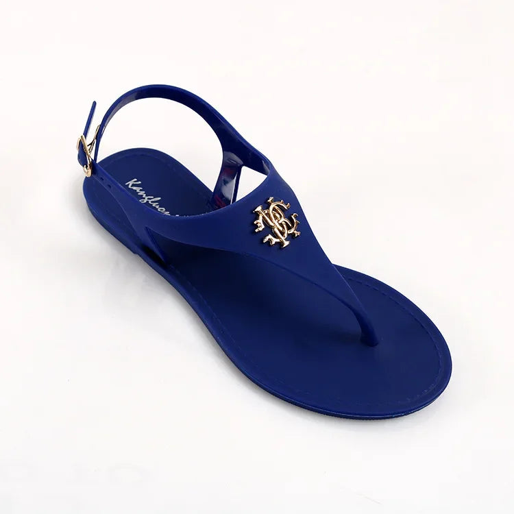 Women Summer Sandals Open Toe Jelly Flip Flops Non-slip Buckle Flat Sandals.