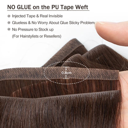 Invisible Long Tape PU Weft Human Hair.