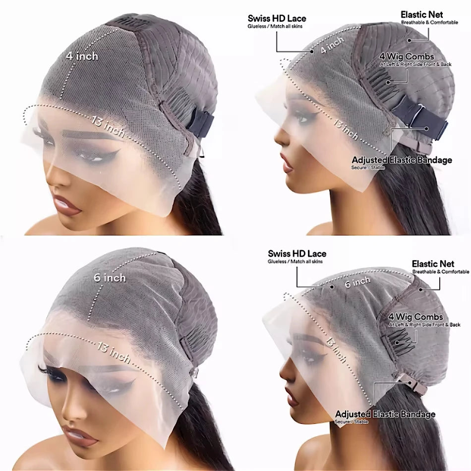 Bone Straight HD Lace Front Wigs. Human Hair 13x6 250 Density