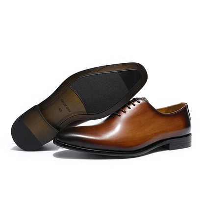 Genuine Cow Leather Mens Wholecut Oxford Shoes.