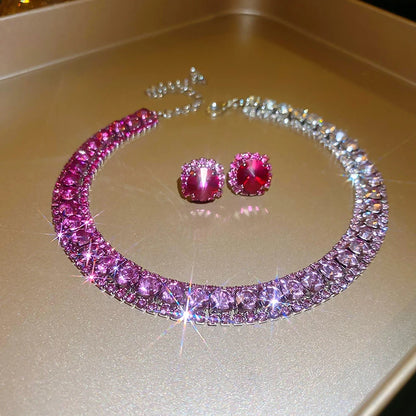 Luxury Crystal Necklace Earrings Set For Women.