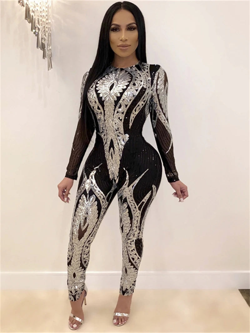 See through Sequin Jumpsuit.