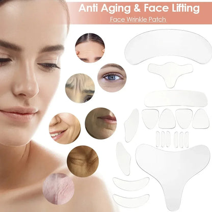 Reusable Silicone Wrinkle Removal Sticker. Forehead Neck Eye Wrinkle Removal Stickers. Anti Aging and Face Lifting Patches. - BLAKESTORE-NG