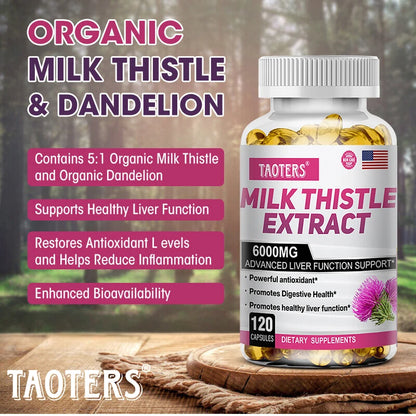 Milk Thistle 6000 mg Capsules for detoxification.