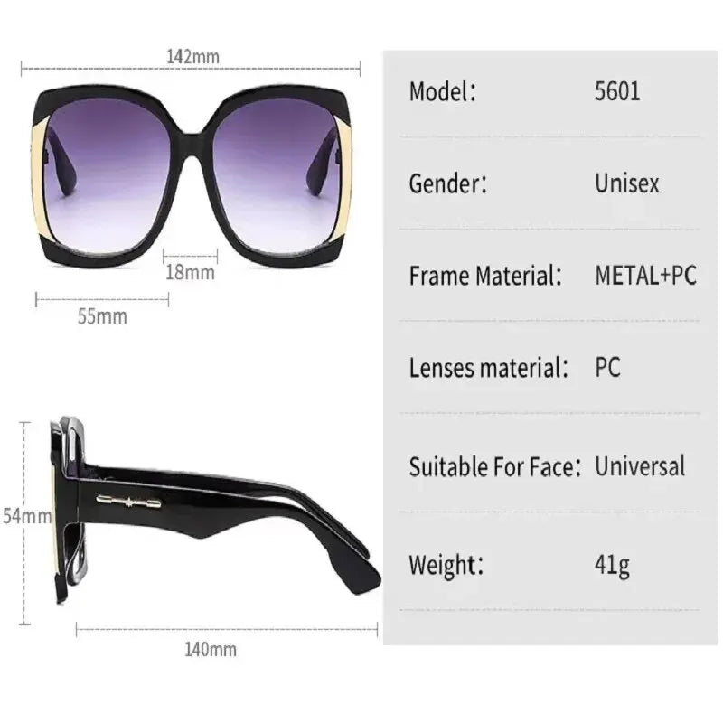 European and American Big square Frame Luxury Sunglasses.
