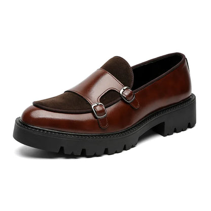 Men Loafer Leather Shoes.Thick-soled British Style.