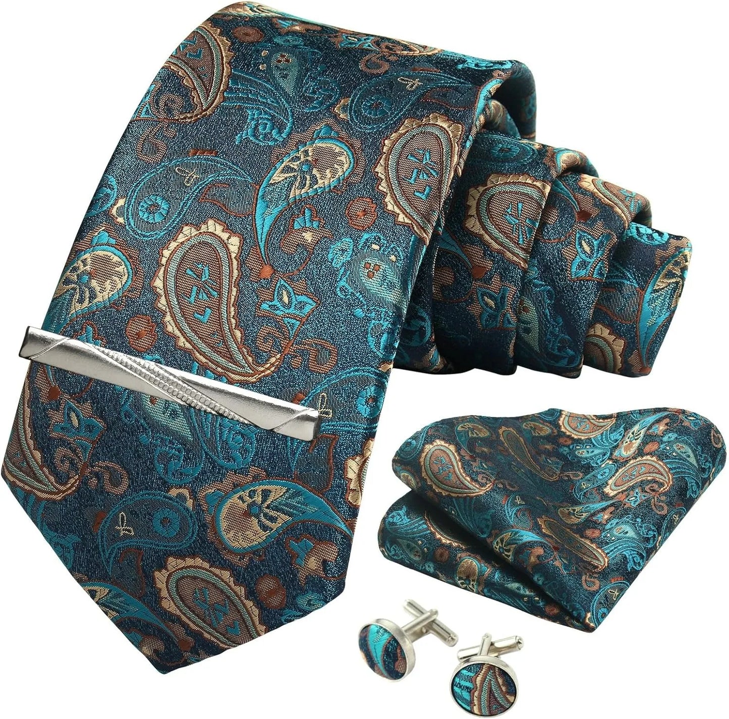 100% Silk Necktie Paisley Floral Mens Tie.
