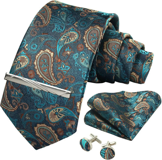 100% Silk Necktie Paisley Floral Mens Tie.