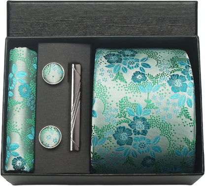 100% Silk Necktie Paisley Floral Mens Tie.