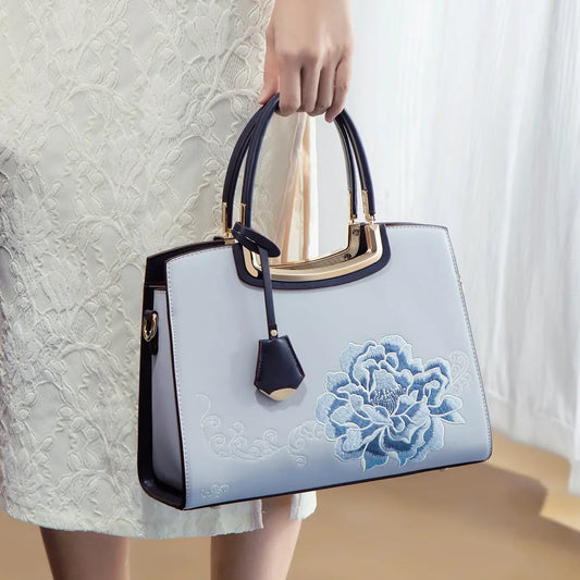 Embroidered Large Capacity Women's Shoulder Bag. High-end Top-handle Bag For Women.