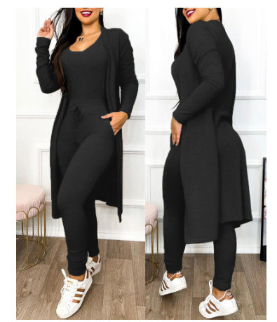 Women's Highwaist Jumpsuit with Cardigan Cover - BLAKESTORE-NG