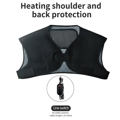 BLAKESTORE-NG 5V-Heating / EU-Plug Electric Heating Shoulder Massager 3 Heating Functions Infrared Therapy Shoulder Back Muscle Relaxation Winter Home Use Unisex