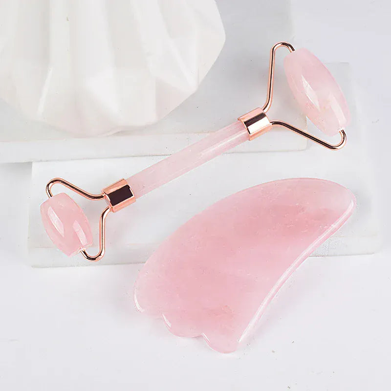 BLAKESTORE-NG Facial Massager 2 pcs no box 1 Rose Quartz Gua Sha & Face Massage Roller – Natural Facial Sculpting & Anti-Wrinkle Tool
