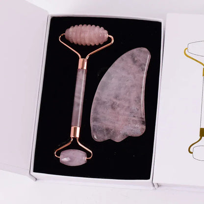 BLAKESTORE-NG Facial Massager Rose Quartz Gua Sha & Face Massage Roller – Natural Facial Sculpting & Anti-Wrinkle Tool