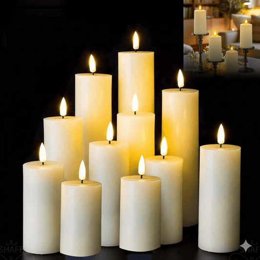 BLAKESTORE-NG Flickering candles Product Page: Bulk Flickering LED Flameless Pillar Candles | 6-120 Pack Battery Operated Fake Candles for Wedding, Party & Concert Decor