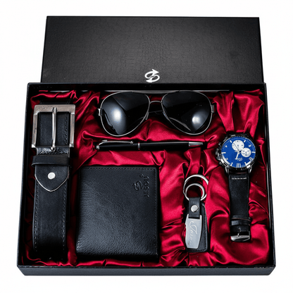 BLAKESTORE-NG Gift set 6 in 1 Luxury Men’s Gift Set | Watch Sunglasses Pen Keychain Belt Purse in Premium Box.