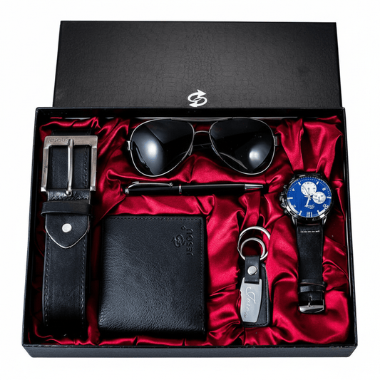 BLAKESTORE-NG Gift set 6 in 1 Luxury Men’s Gift Set | Watch Sunglasses Pen Keychain Belt Purse in Premium Box.