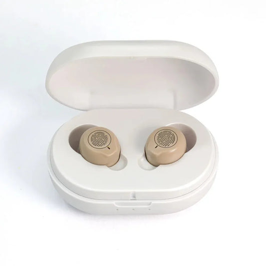 BLAKESTORE-NG Hearing Aid for Seniors beige and white Touch Control Hearing Enhancer For Seniors The Elderly.