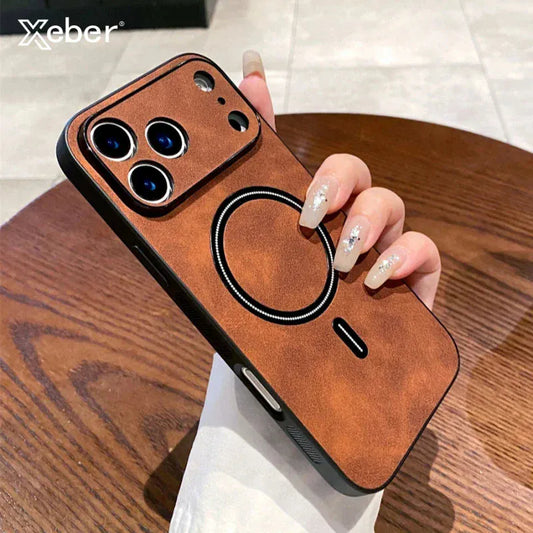 Matte Leather MagSafe Magnetic Wireless Phone Case. - BLAKESTORE-NG