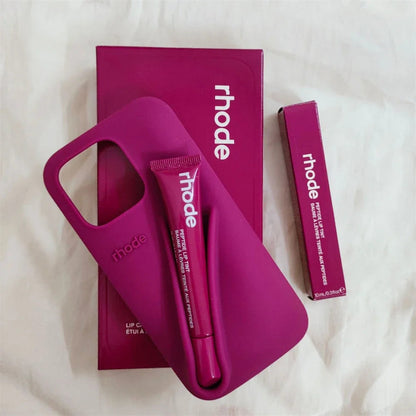 BLAKESTORE-NG iPhone Cases. Raspberry Set / With Lipstick / For iPhone 16 Plus Rhode Lipstick Silicone DIY Phone Case For iPhone.