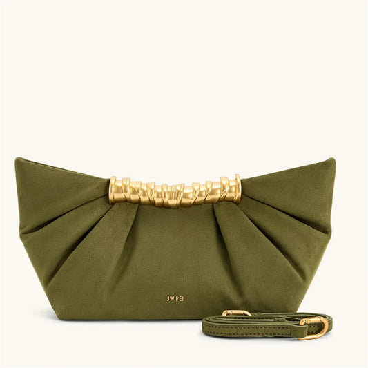 BLAKESTORE-NG JW PEI Leia French Style Pleated Shoulder Bag, Mini Metal Chain Crossbody Purse,Elegant Banquet Evening Party Bag,2025 New