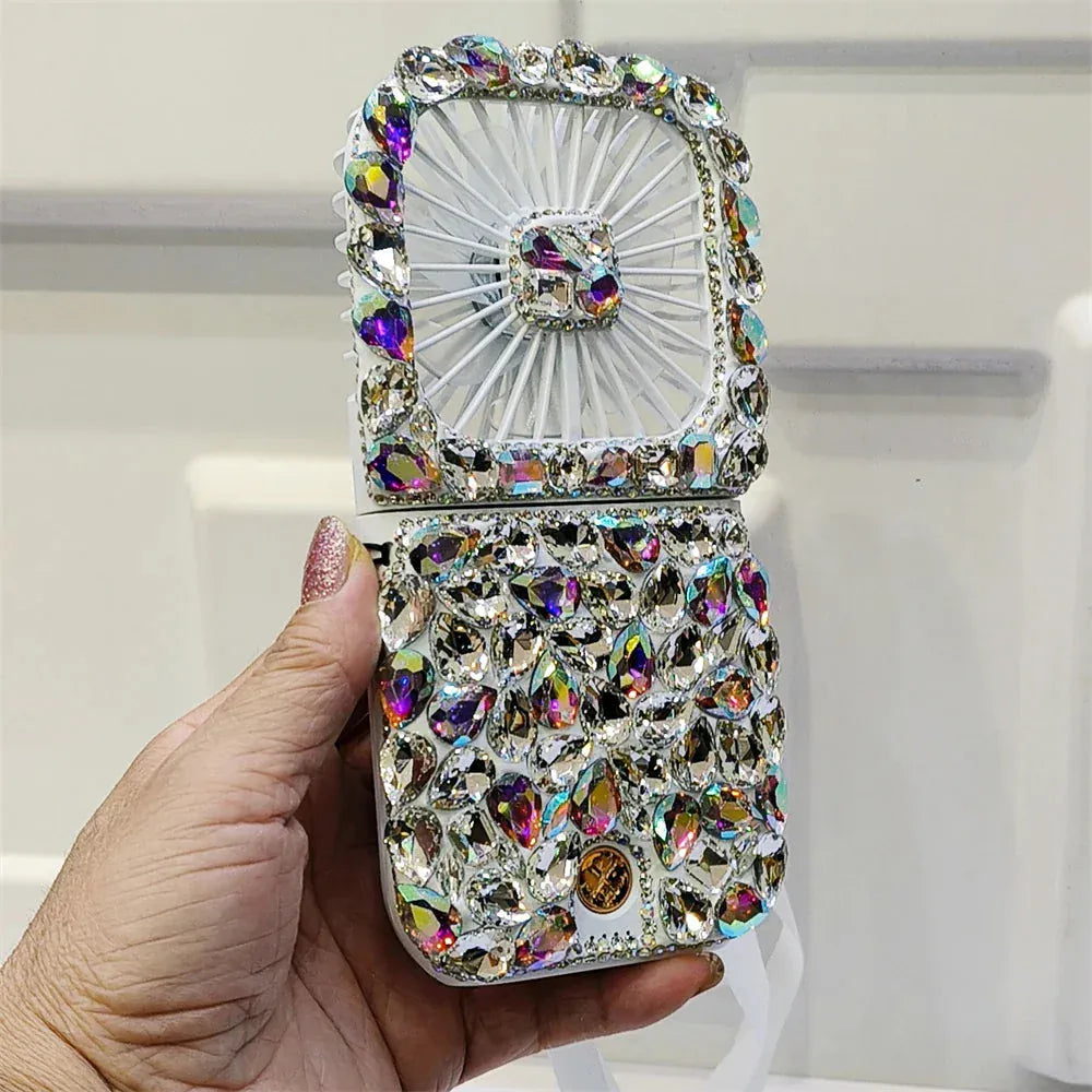 Foldable Rhinestones Portable fan. - BLAKESTORE-NG