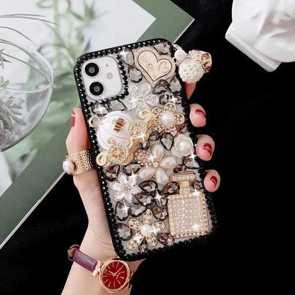 Rhinestone Love Diamond Case – For iPhone 7–17 Pro Max & Air Series - BLAKESTORE-NG
