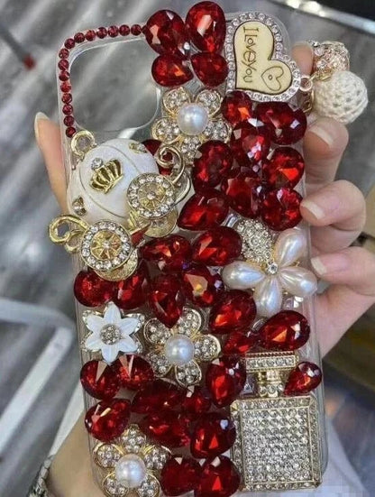 Rhinestone Love Diamond Case – For iPhone 7–17 Pro Max & Air Series - BLAKESTORE-NG