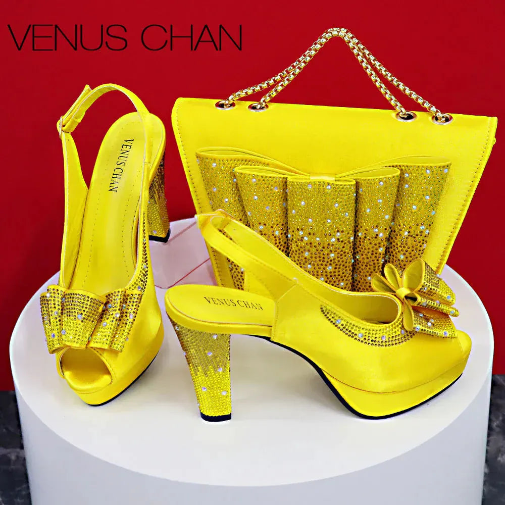 Thin Heels Ladies Shoes and Bag Matching Bag Set For Women Wedding Party. - BLAKESTORE-NG