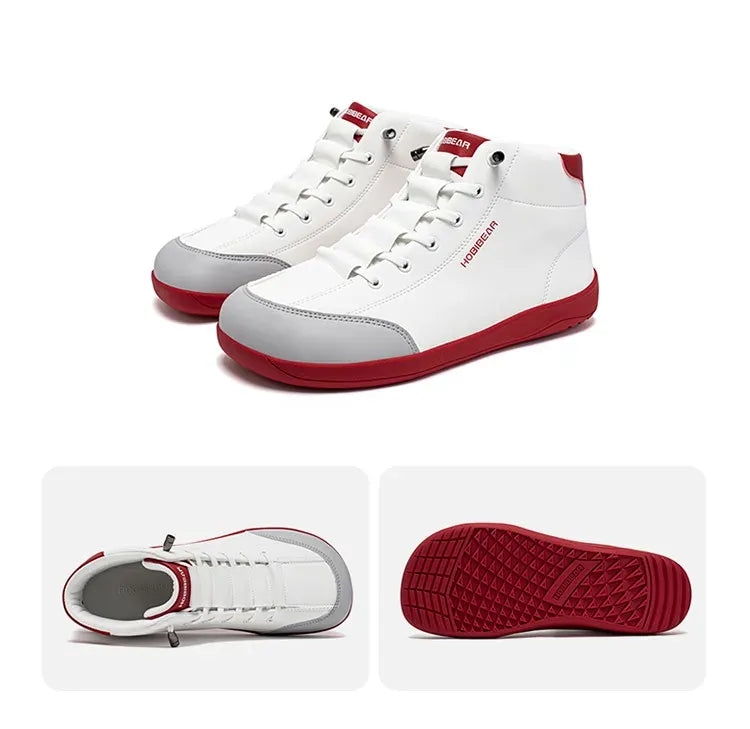 HOBIBEAR Mid Top Barefoot Ankle Boots | Wide Toe Zero-Drop Non-Slip Artificial Leather Shoes for Men Women Outdoor Hiking Walking - BLAKESTORE-NG