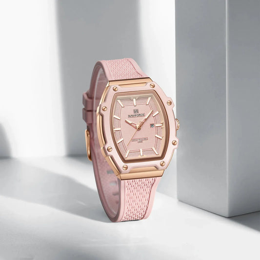 BLAKESTORE-NG Watches NAVIFORCE Barrel Women’s Watch | Silicone Strap Waterproof Sport Clock