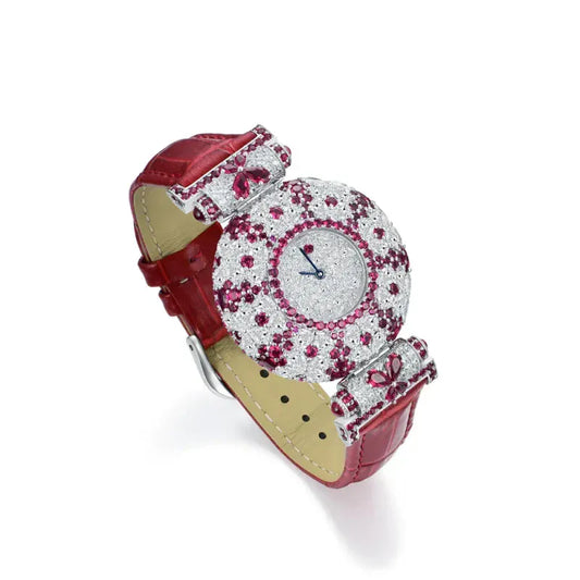 BLAKESTORE-NG Watches Red BELLUX Red Belt Women’s Watch | Full Diamond Artificial Ruby Luxury