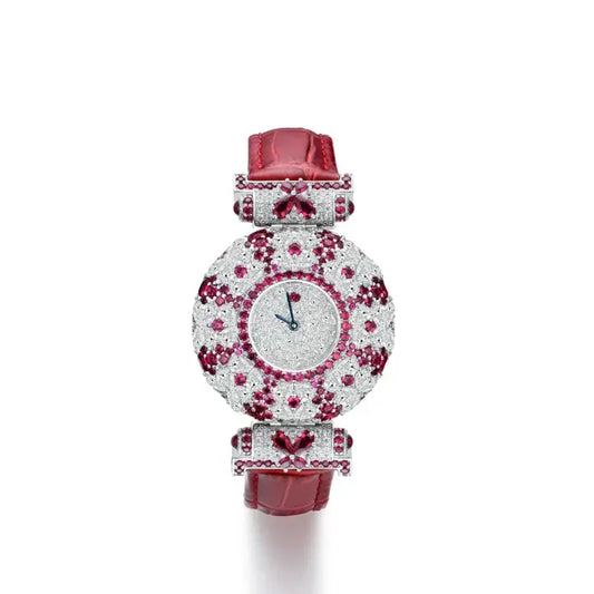 BLAKESTORE-NG Watches Red BELLUX Red Belt Women’s Watch | Full Diamond Artificial Ruby Luxury