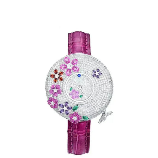 BLAKESTORE-NG Watches ZOCA 925 Silver Women’s Watch | Luxury Pink Flower Bracelet Quartz