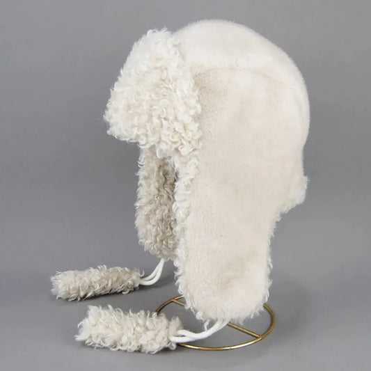 BLAKESTORE-NG Winter hat beige / One Size Real Fur Wool Ushanka Hat